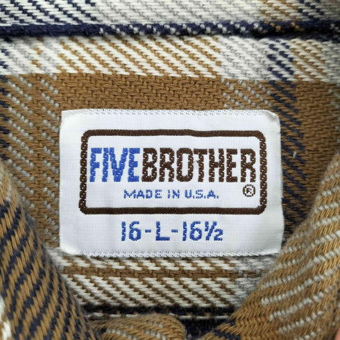 ファイブブラザー FIVE BROTHER 80s- USA製 四角タグ ネルシャツ メンズ  L